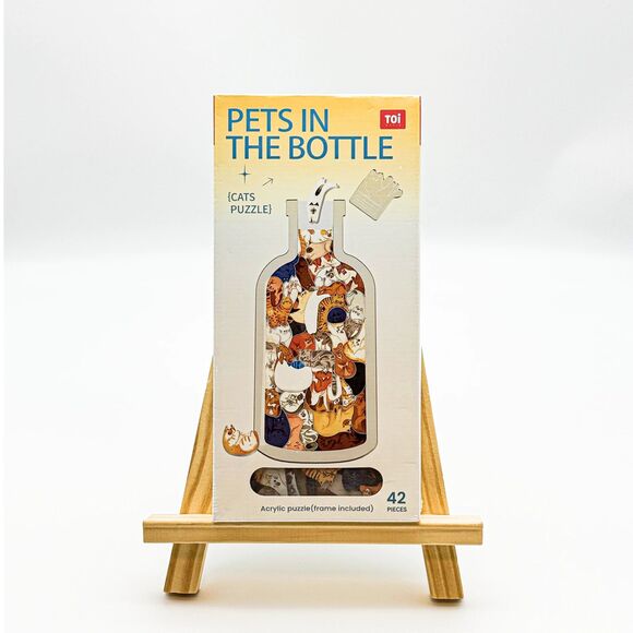 PETS IN THE BOTTLE Catty Animal Shaped Acrylic Puzzle - Picture 1 of 6